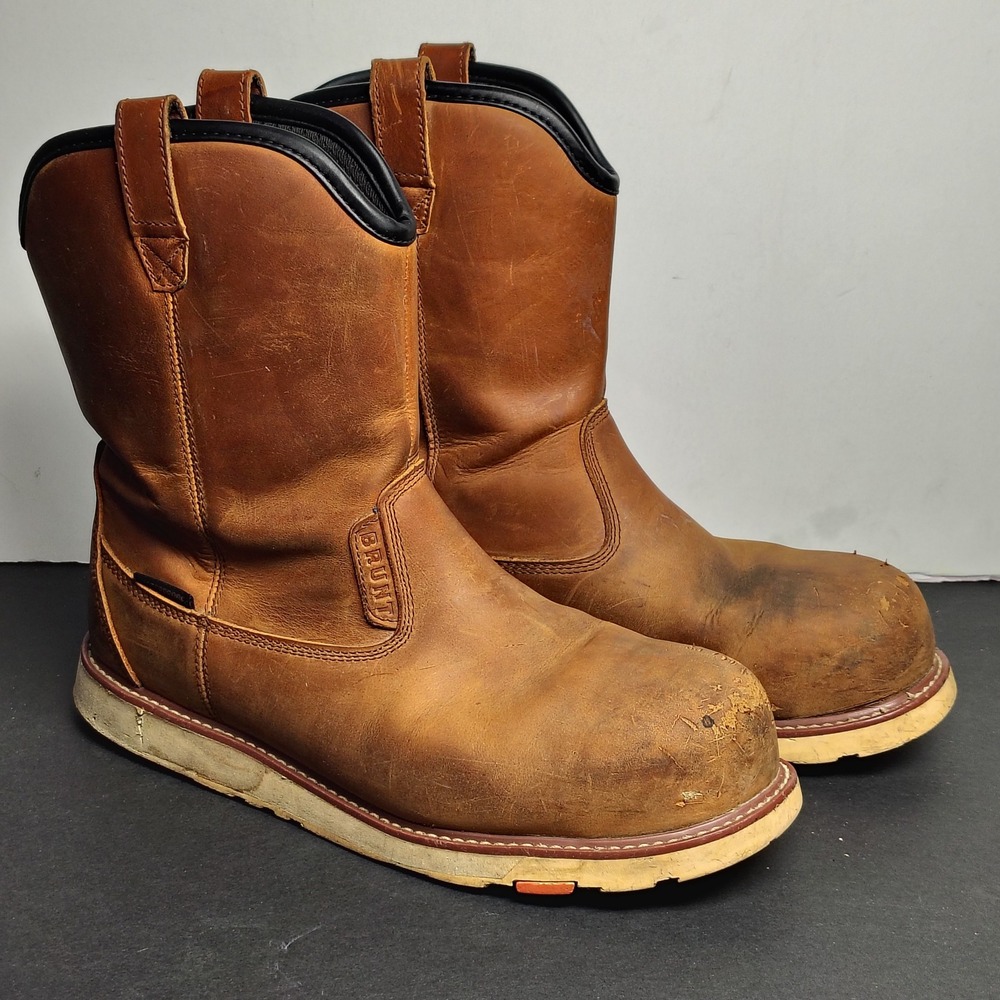 BRUNT Mens Bolduc Work Boots Size 10 Brown Leather Waterproof Composite Toe EH